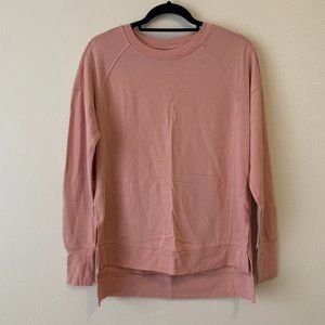Blush Sweaty Betty After Class Crewneck Split Hem Pullover